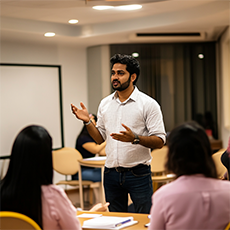 Expert computer trainer guiding students in Nikol